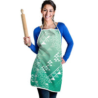 Hawaii Jade Green Kapa Apron Vintage 'Ohe Kāpala Motifs Mix Plumeria Leis