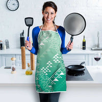 Hawaii Jade Green Kapa Apron Vintage 'Ohe Kāpala Motifs Mix Plumeria Leis