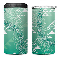 Hawaii Jade Green Kapa 4 in 1 Can Cooler Tumbler Vintage 'Ohe Kāpala Motifs Mix Plumeria Leis LT7 One Size: 16 oz Jade Green - Polynesian Pride
