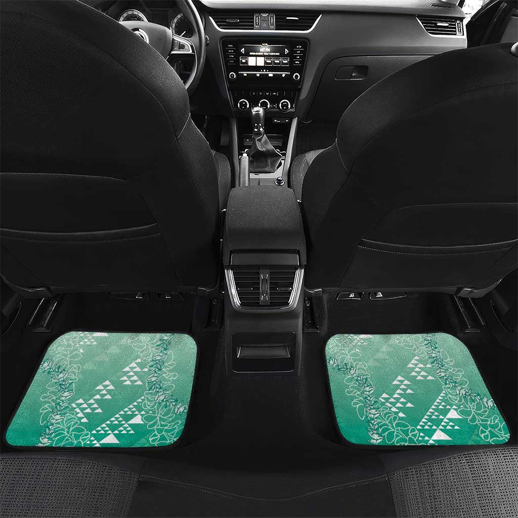 Hawaii Jade Green Kapa Car Mats Vintage 'Ohe Kāpala Motifs Mix Plumeria Leis