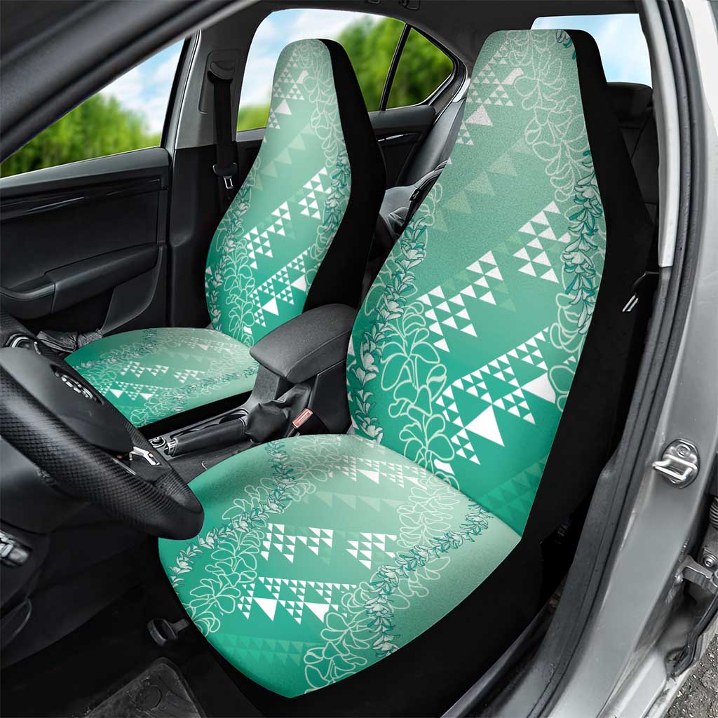 Hawaii Jade Green Kapa Car Seat Cover Vintage 'Ohe Kāpala Motifs Mix Plumeria Leis LT7 - Polynesian Pride