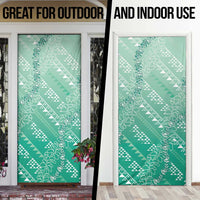 Hawaii Jade Green Kapa Door Cover Vintage 'Ohe Kāpala Motifs Mix Plumeria Leis