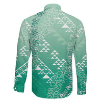 Hawaii Jade Green Kapa Family Matching Long Sleeve Bodycon Dress and Hawaiian Shirt Vintage 'Ohe Kāpala Motifs Mix Plumeria Leis LT7 - Polynesian Pride