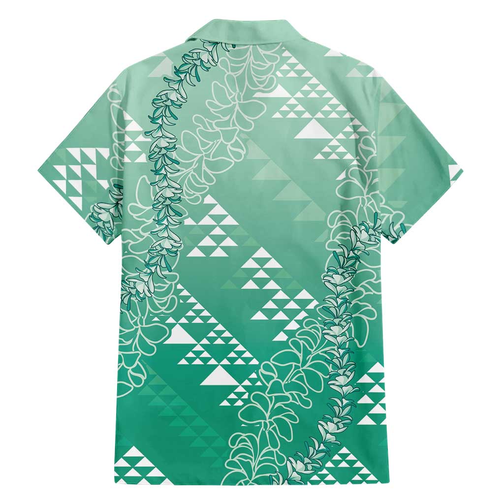 Hawaii Jade Green Kapa Family Matching Mermaid Dress and Hawaiian Shirt Vintage 'Ohe Kāpala Motifs Mix Plumeria Leis LT7 - Polynesian Pride
