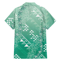 Hawaii Jade Green Kapa Family Matching Mermaid Dress and Hawaiian Shirt Vintage 'Ohe Kāpala Motifs Mix Plumeria Leis LT7 - Polynesian Pride