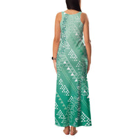 Hawaii Jade Green Kapa Family Matching Tank Maxi Dress and Hawaiian Shirt Vintage 'Ohe Kāpala Motifs Mix Plumeria Leis LT7 - Polynesian Pride