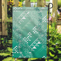 Hawaii Jade Green Kapa Garden Flag Vintage 'Ohe Kāpala Motifs Mix Plumeria Leis