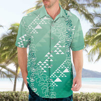 Hawaii Jade Green Kapa Hawaiian Shirt Vintage 'Ohe Kāpala Motifs Mix Plumeria Leis