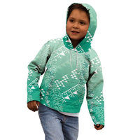 Hawaii Jade Green Kapa Kid Hoodie Vintage 'Ohe Kāpala Motifs Mix Plumeria Leis LT7 - Polynesian Pride