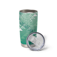 Hawaii Jade Green Kapa Tumbler Cup Vintage 'Ohe Kāpala Motifs Mix Plumeria Leis