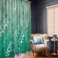 Hawaii Jade Green Kapa Window Curtain Vintage 'Ohe Kāpala Motifs Mix Plumeria Leis