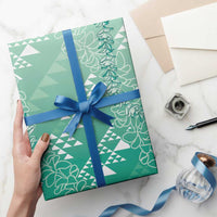 Hawaii Kapa Vintage Motifs Mix Plumeria Leis Wrapping Paper Jade Green