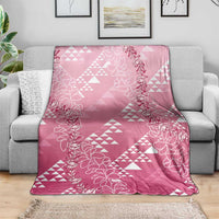 Hawaii Rose Pink Kapa Blanket Vintage 'Ohe Kāpala Motifs Mix Plumeria Leis