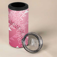 Hawaii Rose Pink Kapa 4 in 1 Can Cooler Tumbler Vintage 'Ohe Kāpala Motifs Mix Plumeria Leis LT7 - Polynesian Pride