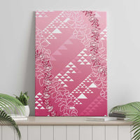Hawaii Rose Pink Kapa Canvas Wall Art Vintage 'Ohe Kāpala Motifs Mix Plumeria Leis