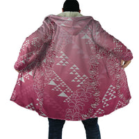 Hawaii Rose Pink Kapa Cloak Vintage 'Ohe Kāpala Motifs Mix Plumeria Leis