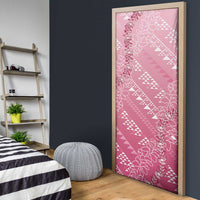 Hawaii Rose Pink Kapa Door Cover Vintage 'Ohe Kāpala Motifs Mix Plumeria Leis