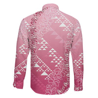 Hawaii Rose Pink Kapa Family Matching Long Sleeve Bodycon Dress and Hawaiian Shirt Vintage 'Ohe Kāpala Motifs Mix Plumeria Leis LT7 - Polynesian Pride