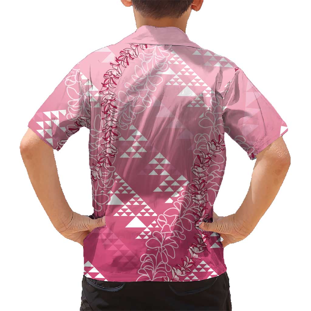 Hawaii Rose Pink Kapa Family Matching Puletasi and Hawaiian Shirt Vintage 'Ohe Kāpala Motifs Mix Plumeria Leis LT7 - Polynesian Pride