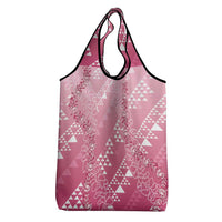 Hawaii Rose Pink Kapa Grocery Bag Vintage 'Ohe Kāpala Motifs Mix Plumeria Leis
