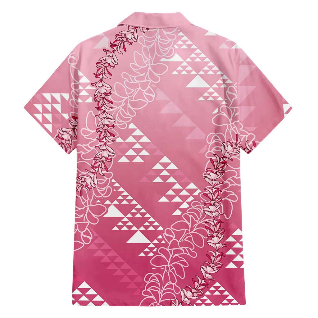 Hawaii Rose Pink Kapa Hawaiian Shirt Vintage 'Ohe Kāpala Motifs Mix Plumeria Leis