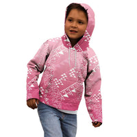 Hawaii Rose Pink Kapa Kid Hoodie Vintage 'Ohe Kāpala Motifs Mix Plumeria Leis LT7 - Polynesian Pride