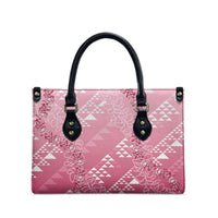 Hawaii Rose Pink Kapa Leather Bag Vintage 'Ohe Kāpala Motifs Mix Plumeria Leis LT7 - Polynesian Pride