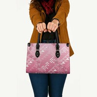 Hawaii Rose Pink Kapa Leather Bag Vintage 'Ohe Kāpala Motifs Mix Plumeria Leis LT7 - Polynesian Pride