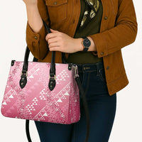 Hawaii Rose Pink Kapa Leather Bag Vintage 'Ohe Kāpala Motifs Mix Plumeria Leis LT7 - Polynesian Pride