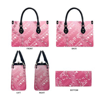 Hawaii Rose Pink Kapa Leather Bag Vintage 'Ohe Kāpala Motifs Mix Plumeria Leis LT7 - Polynesian Pride