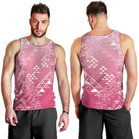 Hawaii Rose Pink Kapa Men Tank Top Vintage 'Ohe Kāpala Motifs Mix Plumeria Leis