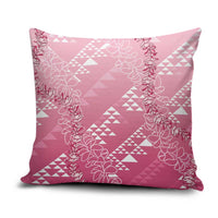 Hawaii Rose Pink Kapa Pillow Cover Vintage 'Ohe Kāpala Motifs Mix Plumeria Leis