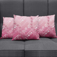 Hawaii Rose Pink Kapa Pillow Cover Vintage 'Ohe Kāpala Motifs Mix Plumeria Leis