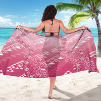 Hawaii Rose Pink Kapa Sarong Vintage 'Ohe Kāpala Motifs Mix Plumeria Leis