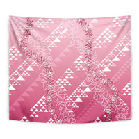 Hawaii Rose Pink Kapa Tapestry Vintage 'Ohe Kāpala Motifs Mix Plumeria Leis