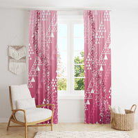 Hawaii Rose Pink Kapa Window Curtain Vintage 'Ohe Kāpala Motifs Mix Plumeria Leis