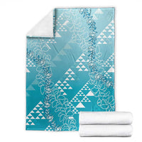Hawaii Turquoise Kapa Blanket Vintage 'Ohe Kāpala Motifs Mix Plumeria Leis