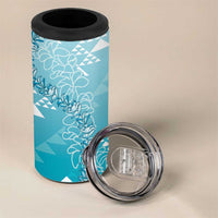 Hawaii Turquoise Kapa 4 in 1 Can Cooler Tumbler Vintage 'Ohe Kāpala Motifs Mix Plumeria Leis LT7 - Polynesian Pride