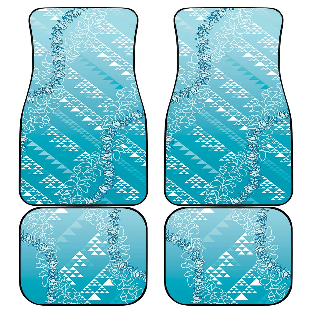 Hawaii Turquoise Kapa Car Mats Vintage 'Ohe Kāpala Motifs Mix Plumeria Leis
