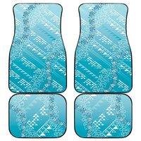 Hawaii Turquoise Kapa Car Mats Vintage 'Ohe Kāpala Motifs Mix Plumeria Leis