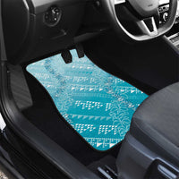 Hawaii Turquoise Kapa Car Mats Vintage 'Ohe Kāpala Motifs Mix Plumeria Leis
