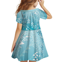 Hawaii Turquoise Kapa Family Matching Off Shoulder Maxi Dress and Hawaiian Shirt Vintage 'Ohe Kāpala Motifs Mix Plumeria Leis LT7 - Polynesian Pride