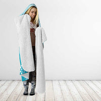 Hawaii Turquoise Kapa Hooded Blanket Vintage 'Ohe Kāpala Motifs Mix Plumeria Leis