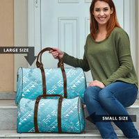 Hawaii Turquoise Kapa Travel Bag Vintage 'Ohe Kāpala Motifs Mix Plumeria Leis