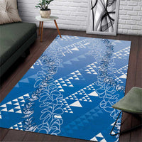 Hawaii Royal Blue Kapa Area Rug Vintage 'Ohe Kāpala Motifs Mix Plumeria Leis LT7 Royal Blue - Polynesian Pride