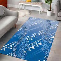Hawaii Royal Blue Kapa Area Rug Vintage 'Ohe Kāpala Motifs Mix Plumeria Leis LT7 - Polynesian Pride