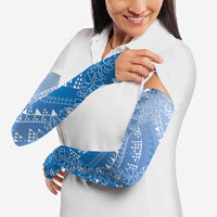 Hawaii Royal Blue Kapa Arm Sleeves Vintage 'Ohe Kāpala Motifs Mix Plumeria Leis