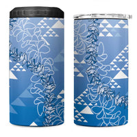 Hawaii Royal Blue Kapa 4 in 1 Can Cooler Tumbler Vintage 'Ohe Kāpala Motifs Mix Plumeria Leis LT7 One Size: 16 oz Royal Blue - Polynesian Pride