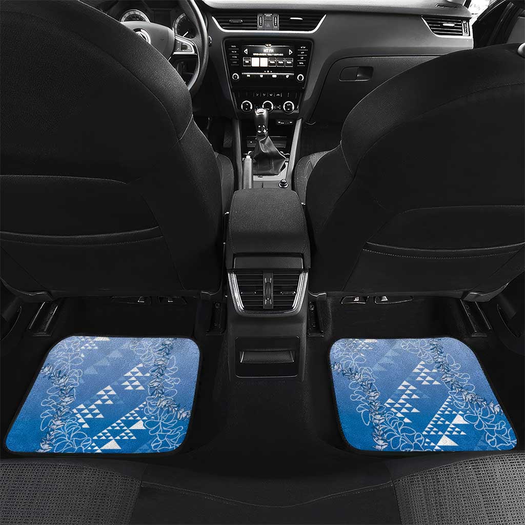 Hawaii Royal Blue Kapa Car Mats Vintage 'Ohe Kāpala Motifs Mix Plumeria Leis