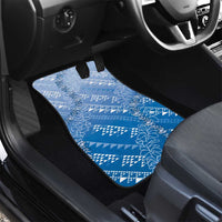 Hawaii Royal Blue Kapa Car Mats Vintage 'Ohe Kāpala Motifs Mix Plumeria Leis